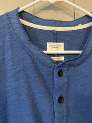 rag & bone Raw Edge Henley T-Shirt Men XXL Blue Short Sleeve Modern Classic