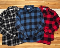 Old Navy Men’s M Flannel Shirt Bundle 3-Pack Double-Brushed Plaid 100% Cotton