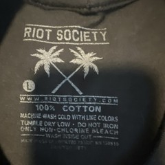 Riot Society Black Graphic Print Logo Cat Men’s L Short Sleeve Cotton T-Shirt
