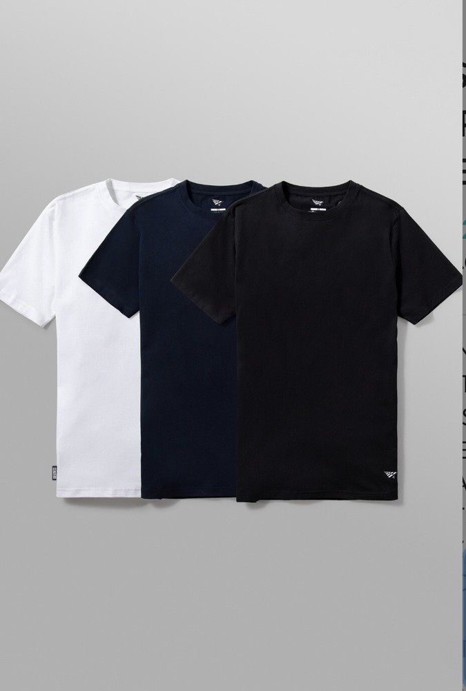 ROC NATION ✈️ 3 PACK PAPER PLANES ESSENTIAL TEES SIZE MEDIUM MIXED MIDNITE PACK