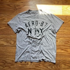 Vintage Y2K Aeropostale Gray Graphic Tee XL Streetwear Grunge Skater Shirt