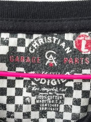 Christian Audigier Men’s T-Shirt Black Biker Garage Parts Motorcycle Y2K Size M