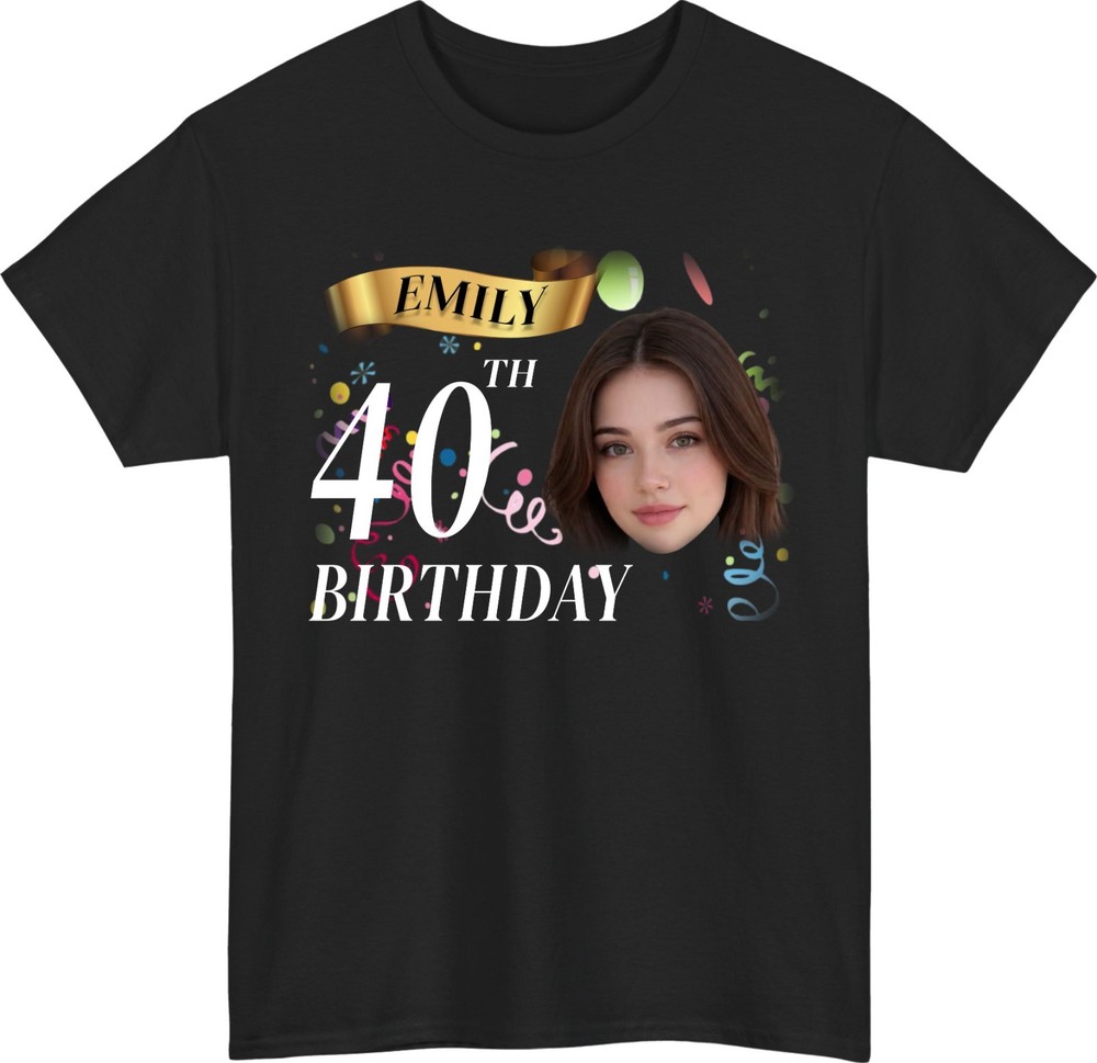 Personalised Birthday Crew T Shirt Custom Name Photo Age Matching Party Gift Top