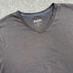 RHONE Mens V Neck T Shirt L Gray Cotton Polyester Spandex Short Sleeve Casual