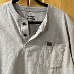 Wrangler Riggs Workwear Henley Shirt Mens Large Beige Pockets Long Sleeve 🌵🪸