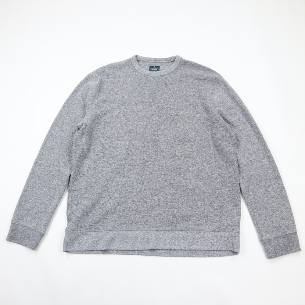 Members Mark Waffle Knit Crewneck Pullover Shirt Mens Large Gray Heritage Cotton