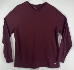 Cremieux Slim Fit Mens L Burgundy Long Sleeve T-Shirt Cotton Spandex Logo 38