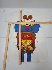 Vintage 1991 Garfield Odie Camping Shirt OSFA Single Stitch Jumbo Print Tee