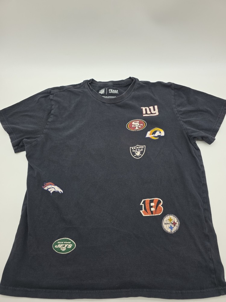 Team Apparel Football T-Shirt Men Large Black AOP Teams Tee.#39706