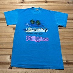 Vintage 80s Boracay Philippines Beach Tropical Travel Graphic T-Shirt Large
