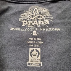PrAna Shirt Mens XL Grey Pullover Cotton Graphic Logo Casual Outdoors