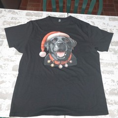 Holiday Time Men’s Santa Black Lab T-Shirt Sz XL Tee