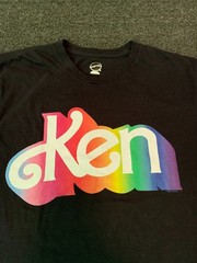 Barbie Ken Shirt Mens Medium Rainbow Retro Logo Mattel Kenough Movie Club Doll