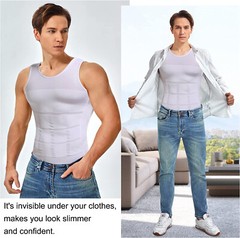 Men Compression Shirts Sleeveless Body Shaper Base Layer Slimming Tank Top Vest
