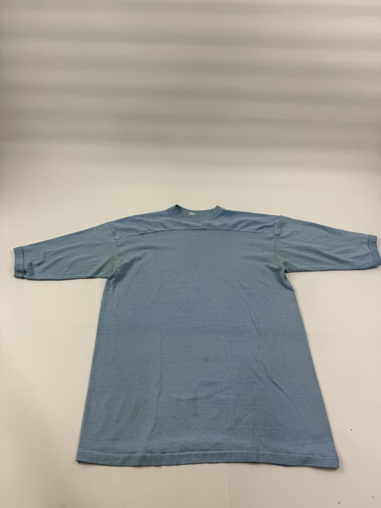Vintage Stedman Shirt Mens Large Blue Blank Crewneck Short Sleeve Tee Basic