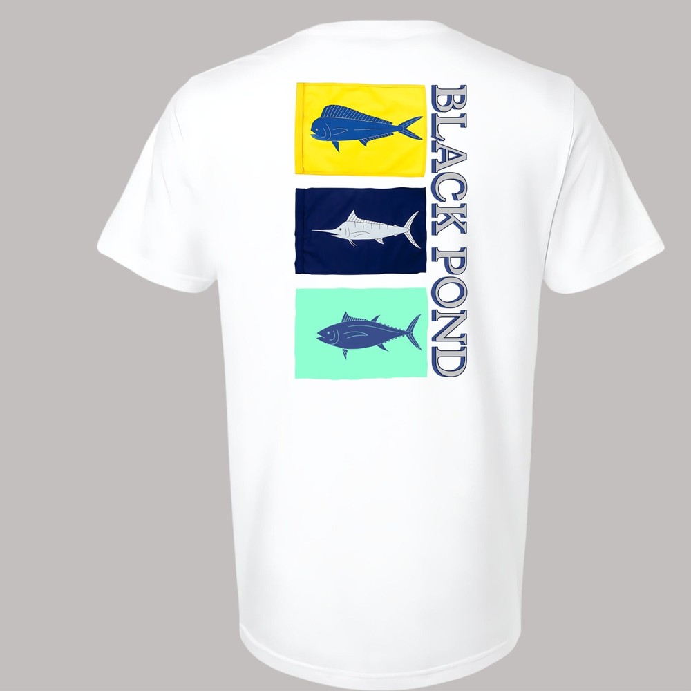 Black Pond Saltwater Series Men’s T-shirt Offshore Fishing Flag Mahi Tuna Marlin