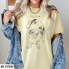 Custom Dog Portrait Photo 2D T-Shirt Personalized Pet