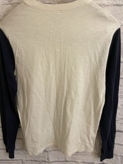 J.Crew Henley Shirt Mens Small Ivory Navy Raglan Long Sleeve Tee Colorblock