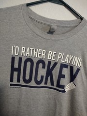 Mens XL T-Shirt I’d Rather Be Playing Hockey Gray Chalk Talk Sports NHL