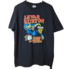 Bayside LeVar Burton T-Shirt Men’s XL Black Graphic Print Book Reading