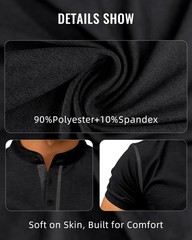 Mens Casual Short Sleeve Henley Shirt Button Front T Shirt with Pocket Lightw…