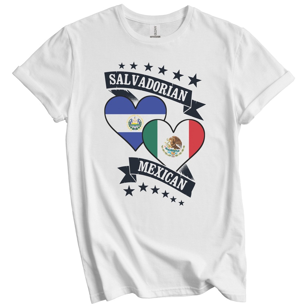 Salvadorian Mexican Heart Flags El Salvador Mexico T-Shirt