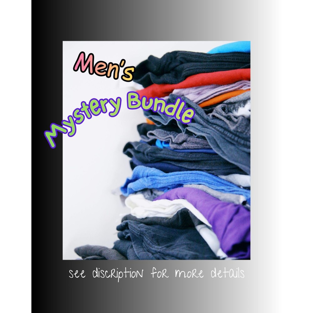 10 pc Mystery Box Bundle Clothing & Accessory Lot Set Pants Shirt Shorts Mens