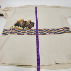 Vintage 80s Native Americans on Buffalo Beige Tshirt Fruit of the Loom Size XL