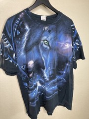 Vintage 2001 Liquid Blue Great Wolf Lodge Wolf All Over Print T-Shirt Size XL