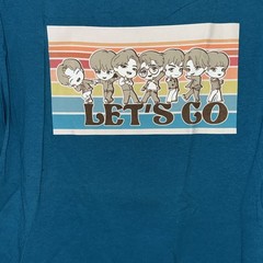 BTS TinyTAN “Let’s Go” Chibi Graphic T-Shirt Size Large Teal Blue HYBE Hot Topic