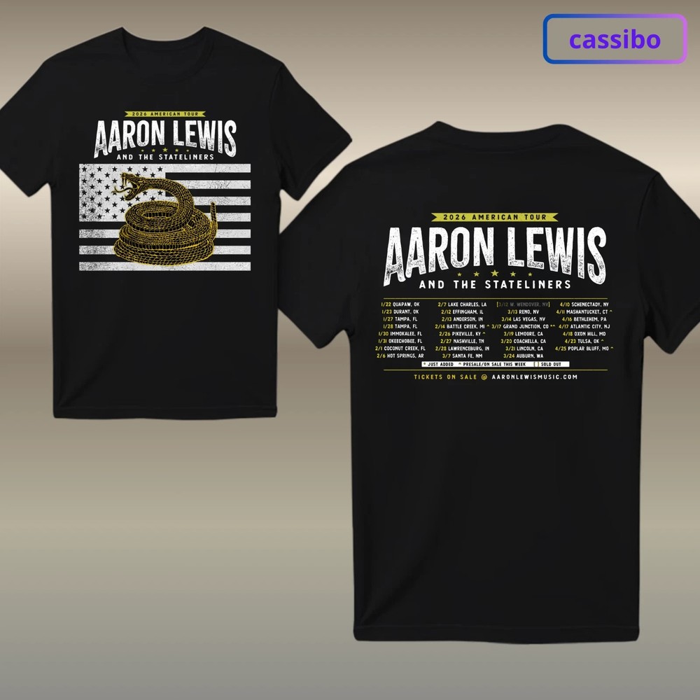 2 Sides Aaron Lewis 2026 Tour Black Cotton T-Shirt All size S-5XL TH207