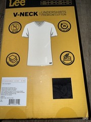 Lee ~ Mens 5-Pack T-Shirts V- Neck Black 100% Cotton Undershirts ~ S (34-36)