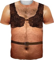 Funny Hairy Chest Costume T-Shirt Men’s Novelty Party Graphic Tee