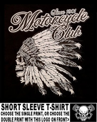 Ghost Skull Indian Chief Motorcycle Club Since 1901 Biker Rider T-shirt WS128