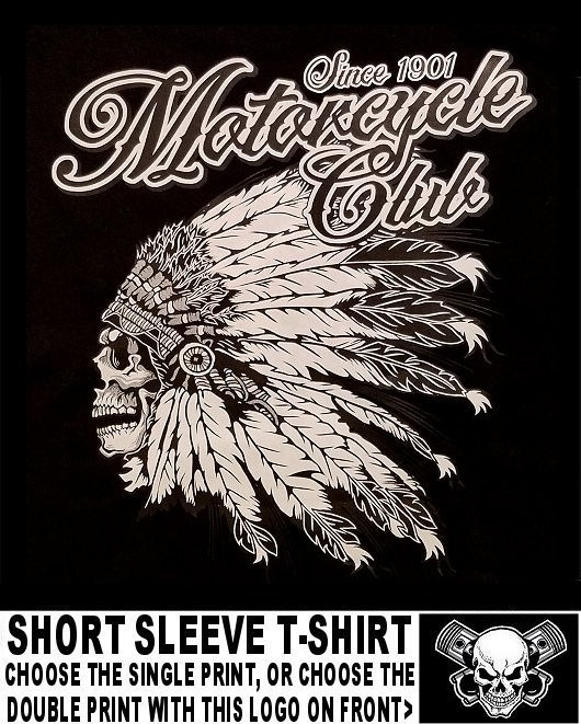 Ghost Skull Indian Chief Motorcycle Club Since 1901 Biker Rider T-shirt WS128