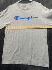Champion Authentic Athletic Shirt Mens M Heather Gray Script Logo Standard Fit