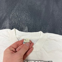 Vintage Roy Lichtenstein Flying Fish Shirt Mens Large White 1980s Baby On Bus