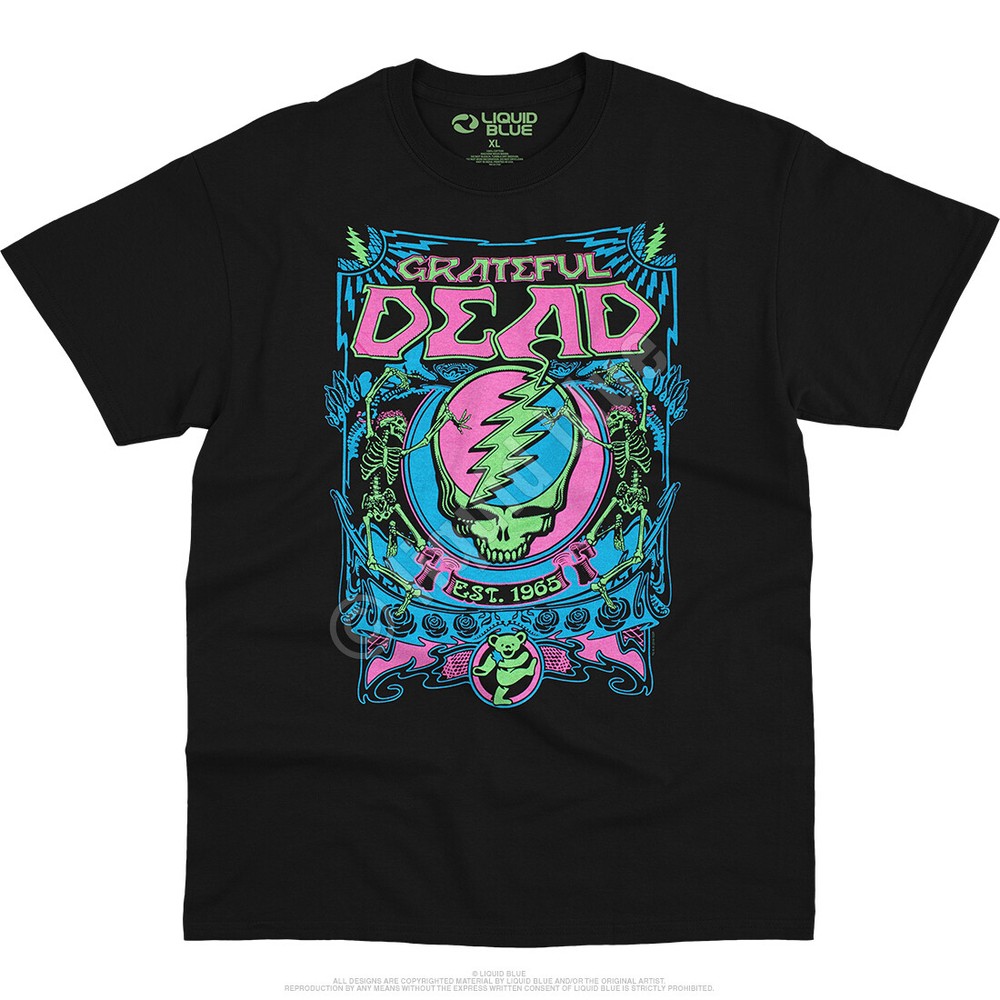 GRATEFUL DEAD-SYF BLACKLIGHT-GLOWS N BLACKLIGHT-T-SHIRT S-M-L-XL-XXL,5X Garcia