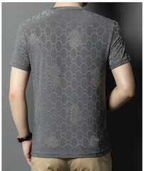 New Fashion Trend Ice Silk Breathable Summer Short Sleeve Luxury Men T-Shirt