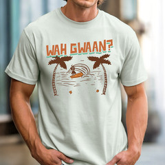 Wah Gwaan? Beach Palm Tree T-Shirt | Retro Island Vibes Shirt, Jamaica Tee