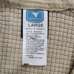 Insport Shirt Men Large Beige Grid Fleece Half Zip Polartec Frog Flame Resistant