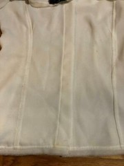 WOMENS CHRISTINA MAKOWSKY CREAM BLACK RHINESTONE COLLAR BLOUSE S *