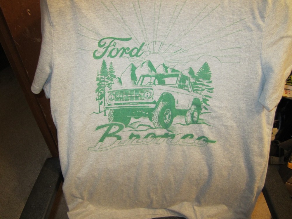 Ford Bronco T Shirt Size L Gray and Green
