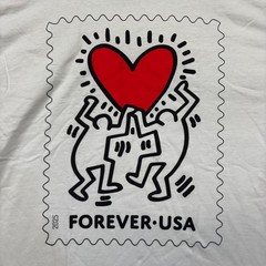 Keith Haring Heart Forever USA Art White T-Shirt Size Medium
