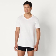 6 Pack Men’s Short Sleeves 100% Cotton V-Neck Undershirt,X-Large Black/White