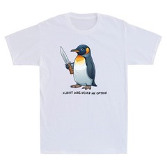 Flight Was Never An Option Funny Penguin With Knife Meme Novelty Men’s T-Shirt