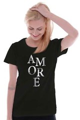 Amore Love Couple French Designer Graphic Womens Short Sleeve Ladies T Shirt