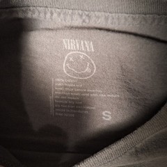 Nirvana Smiley Face Graphic Tee Gray Small Short Sleeve Band T-Shirt