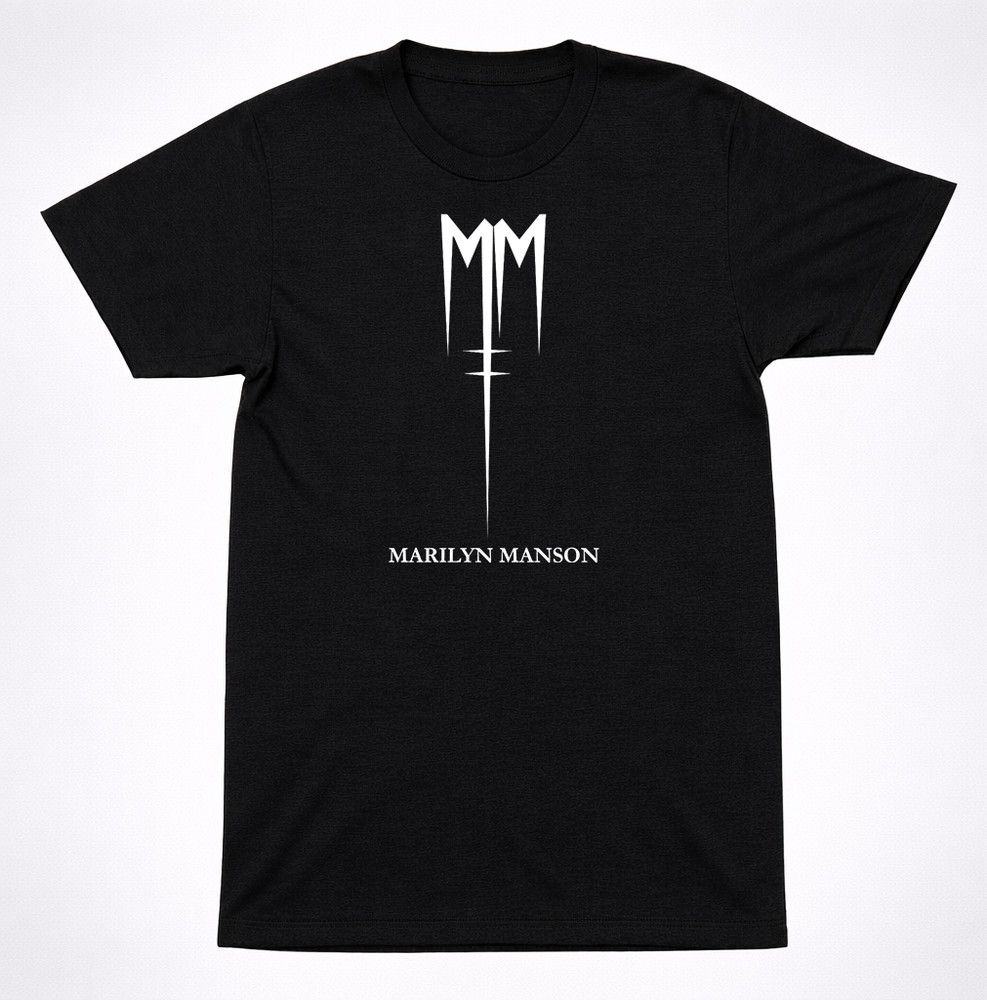 Marilyn Manson MM Sigil Logo Black T-Shirt Industrial Goth Metal Band Tee