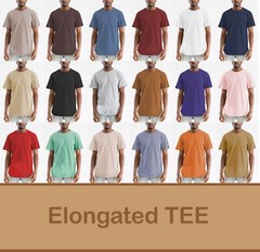 MENS Elongated tee Extended Scallop Round Neck Hipster Hip Hop T-Shirt